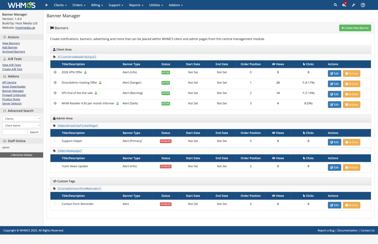 WHMCS Banner Manager - Now with A/B testing