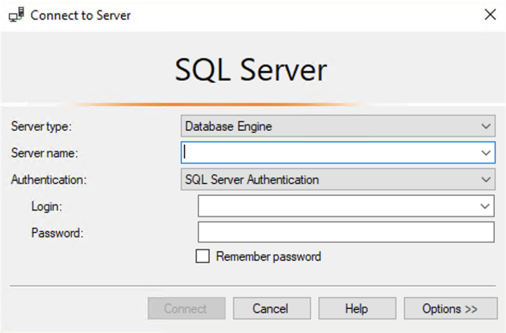 SQL Management Studio - Connect to server